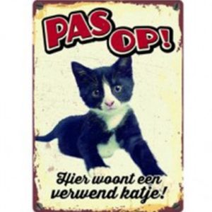 Plenty gifts waakbord blik verwend katje