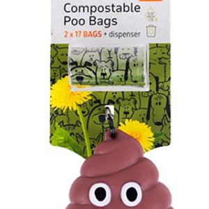 Fofos poepzakhouder drol met 34 poepzakjes