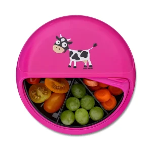 Carl Oscar – snackdisc koe paars- ronde snackbox met vakjes 15 x 4,5 cm