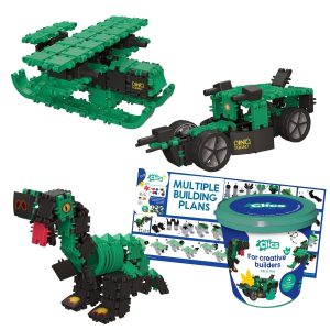 Clics bouwblokken dino- build & play emmer – 8 in 1 – 157 onderdelen