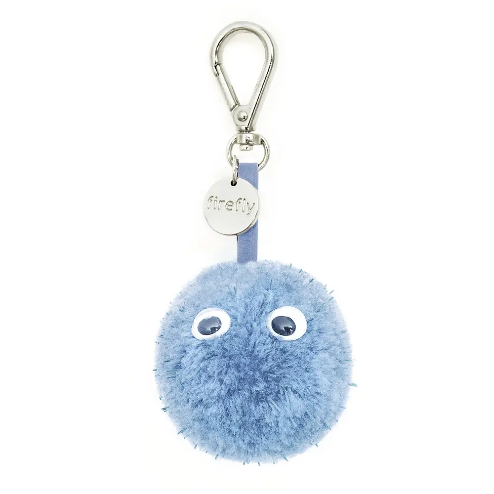 Firefly - Pom Pom baby blue met ogen- reflector – reflecterende hanger