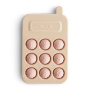 Mushie- sensorische pop-it speelgoedtelefoon – blush – 10 mnd +