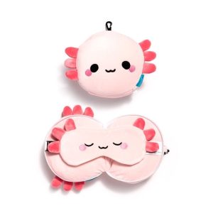 Reiskussen met slaapmasker – kind – axolotl