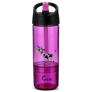 Carl Oscar 2‑in‑1 drinkfles koe purple – 300 ml + 150 ml snackbak